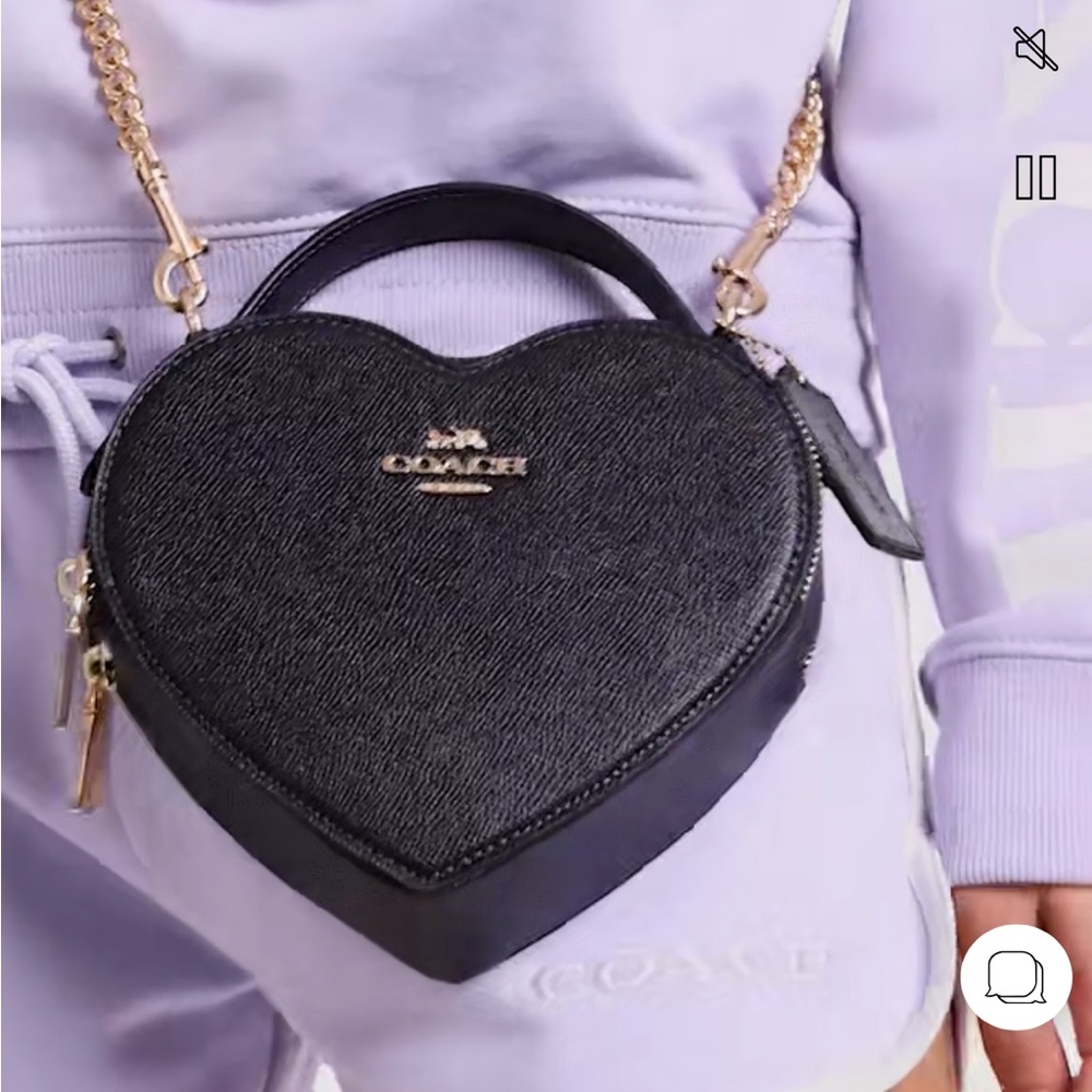 NWT Coach Heart Crossbody with detachable leather strap.